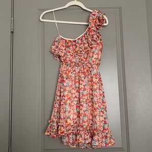 One shoulder floral dress